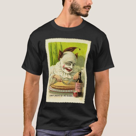 Creepy Evil Victorian Clown Christmas Greeting T-shirt (Voorkant)