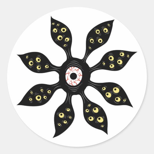 Creepy Eye Monster Weird Gothic Art Ronde Sticker (Voorkant)