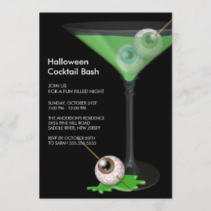 Creepy Eyeball Cocktail Halloween Party Invitation Kaart