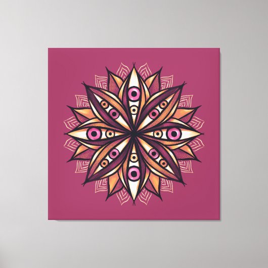 Creepy Eyes Psychedelic Flower Trippy Art Canvas Afdruk (Voorkant)