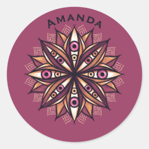 Creepy Eyes Psychedelic Flower Trippy Naam Ronde Sticker