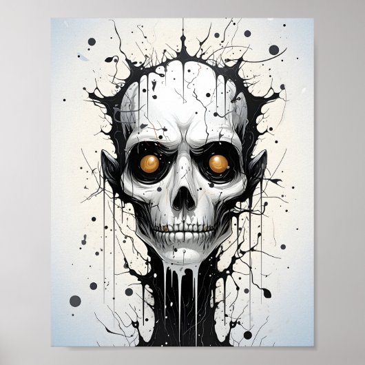 Creepy Fantasy Halloween Abstract Monster Gezicht Poster (Voorkant)