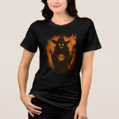Creepy Fiery Witch Halloween Art Tri-Blend Shirt (Voorkant)