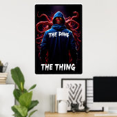 Creepy figure in a hoodie with tentacles and glowi poster (Thuiskantoor)