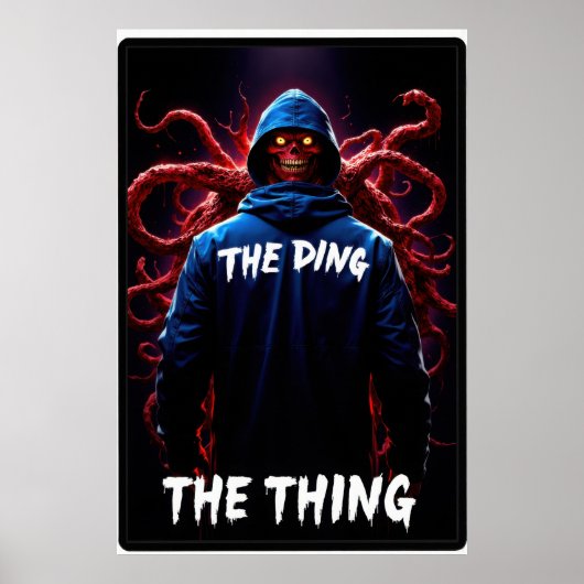 Creepy figure in a hoodie with tentacles and glowi poster (Voorkant)