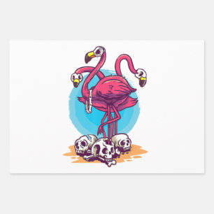 Creepy Flamingo Halloween Horror Skull Inpakpapier Vel