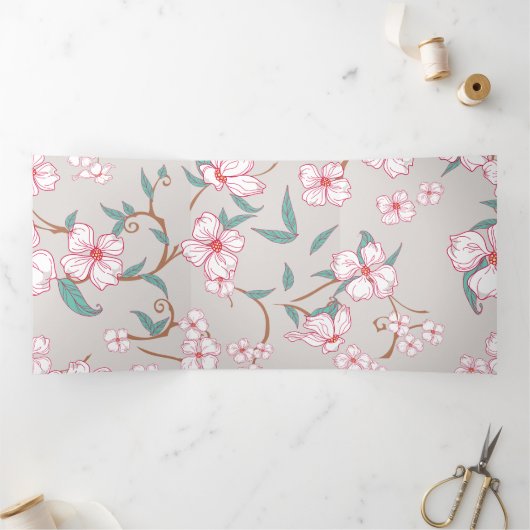 Creepy Flowers Patroon 6 Drieluik Wenskaart (Binnen)