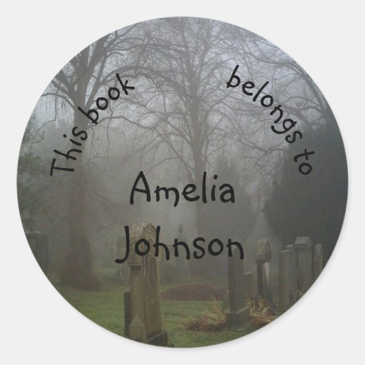 Creepy Foggy Graveyard Custom Book bord Ronde Sticker (Voorkant)