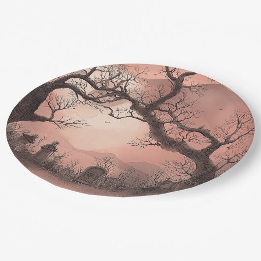 Creepy Forest Halloween Papieren Bordje (Gekanteld)