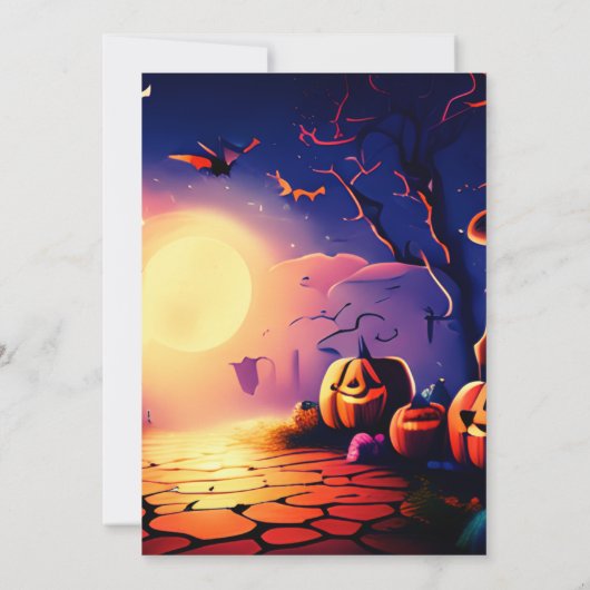 Creepy Forest Jack-O' Lanterns  Halloween Kaart (Achterkant)