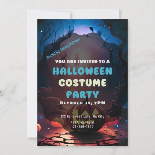 Creepy Forest Jack-O' Lanterns Halloween Kaart (Voorkant)