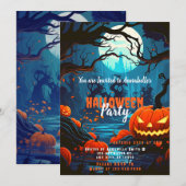 Creepy Forest Jack-O' Lanterns Halloween Party Kaart (Voorkant / Achterkant)