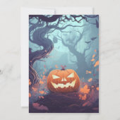 Creepy Forest Jack-O' Lanterns Halloween Party Kaart (Achterkant)