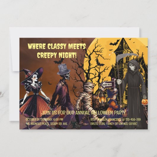 Creepy Fun Halloween Uitnodiging (Voorkant)