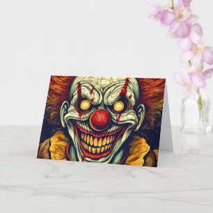 Creepy Funhouse Carnaval Clown Happy Halloween Kaart
