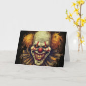 Creepy Funhouse Clown Gelukkig Halloween Kaart (Gele Bloem)