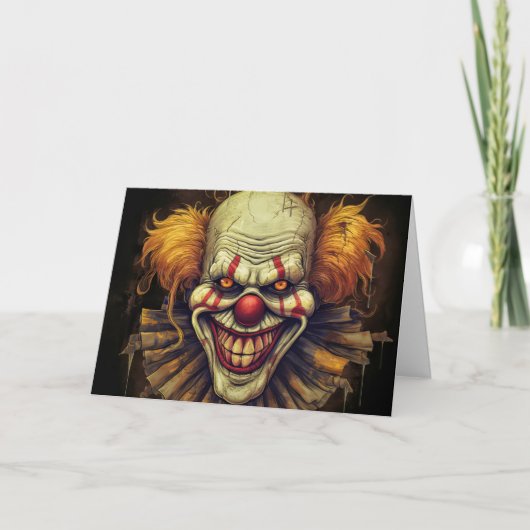 Creepy Funhouse Clown Gelukkig Halloween Kaart (Voorkant)
