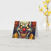 Creepy Funhouse Clown | Happy Halloween Kaart (Gele Bloem)