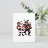 Creepy Funny Horror Kerstman Krampus Kerstmis Feestdagenkaart (Staand voorkant)