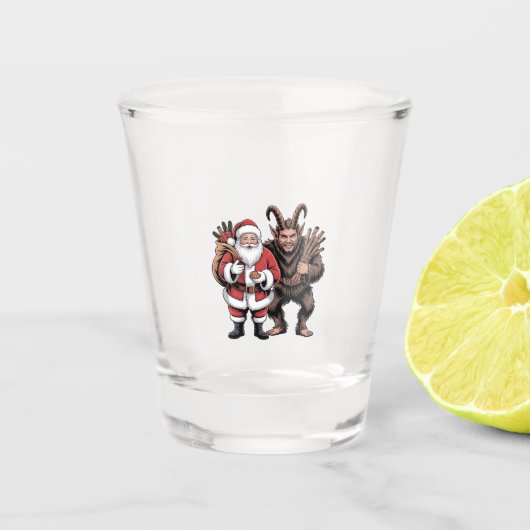 Creepy Funny Horror Kerstman Krampus Kerstmis Shot Glas (Voorkant)