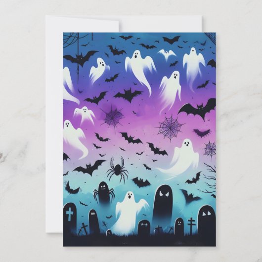 Creepy Ghost Bats Sky Halloween Party Kaart (Achterkant)