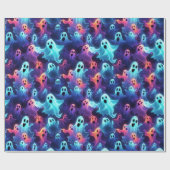 Creepy Ghost Blue Red Paarse Halloween Decoupage Cadeaupapier (Vlak)