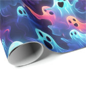 Creepy Ghost Blue Red Paarse Halloween Decoupage Cadeaupapier (Rol Hoek)