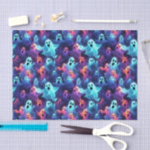 Creepy Ghost Blue Red Paarse Halloween Decoupage Tissuepapier (Craft)