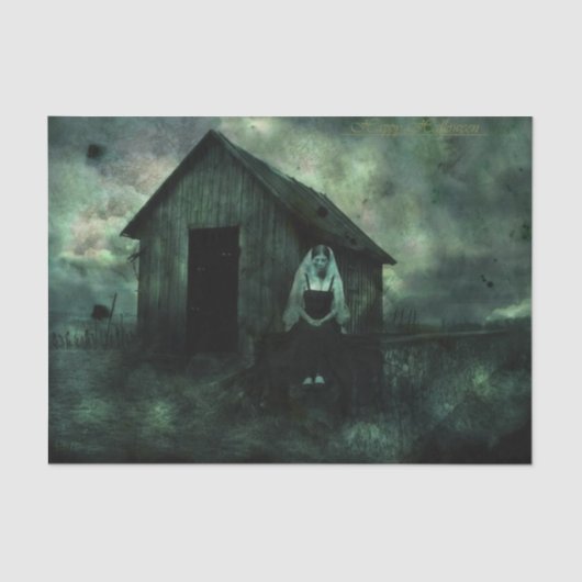 Creepy Ghost Bride Halloween-weefselpapier Tissuepapier (Voorkant)