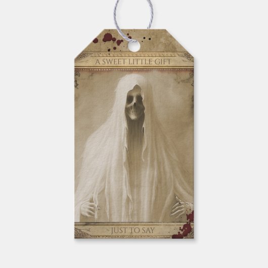 Creepy Ghost Haunted Halloween-gunst Cadeaulabel (Voorkant)