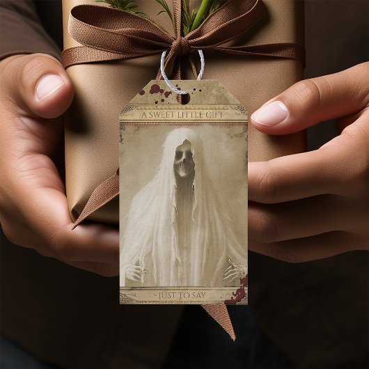 Creepy Ghost Haunted Halloween-gunst Cadeaulabel