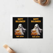 Creepy Ghost Jack O' Lanterns Halloween Classroom Notitiekaartje (Voorkant / Achterkant in situ)