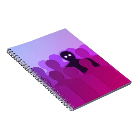 Creepy Ghost Spooky Art Psychedelic Paars Notitieboek (Rechterzijde)