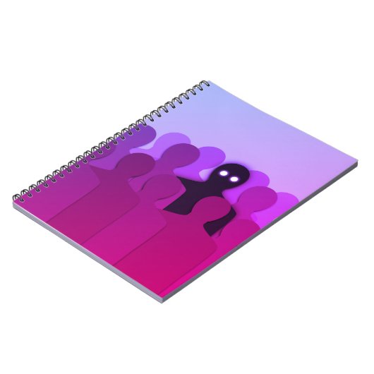 Creepy Ghost Spooky Art Psychedelic Paars Notitieboek (Linkerzijde)