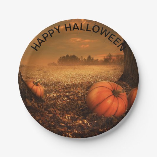 Creepy Ghost Spooky Pumpkin Halloween Paper-Bord Papieren Bordje (Voorkant)