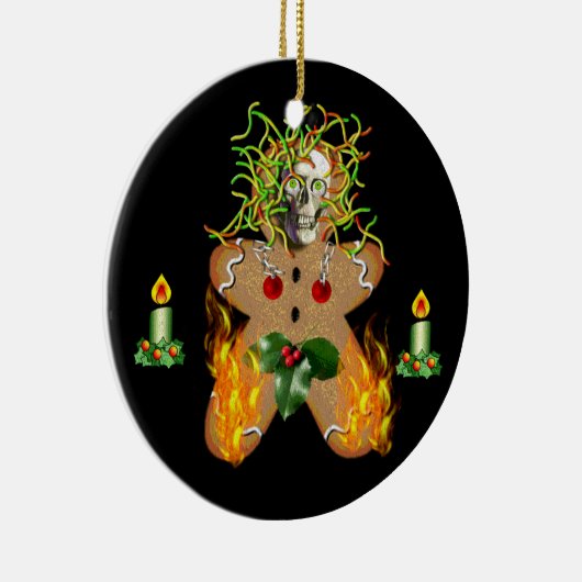 Creepy GingerBrooMan Keramisch Ornament (Rechts)