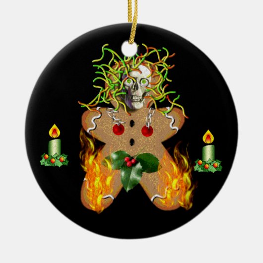 Creepy GingerBrooMan Keramisch Ornament (Voorkant)