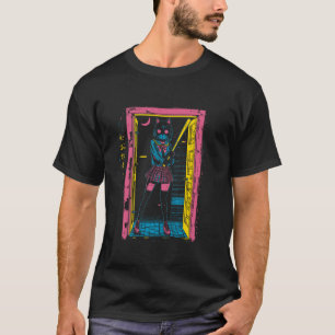 Creepy Girl Cat Grunge Slasher Pastel Gothic Anime T-shirt