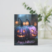 Creepy Glitter Pumpkins Halloween Wenskaart Briefkaart (Staand voorkant)