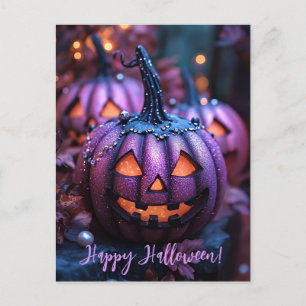Creepy Glitter Pumpkins Halloween Wenskaart Briefkaart