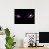 Creepy Glossy Animal of Cat Eyes Dark of Night Poster (Thuiskantoor)