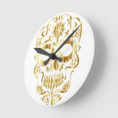 Creepy Gold Skeleton Face Wall Clock Ronde Klok (Hoek)