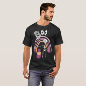 Creepy Goth Halloween  Boo Skeleton Pastel Rainbow T-shirt (Voorkant volledig)