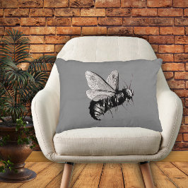 Creepy Gothic Bee Skull Wings Insect Decoratief Kussen