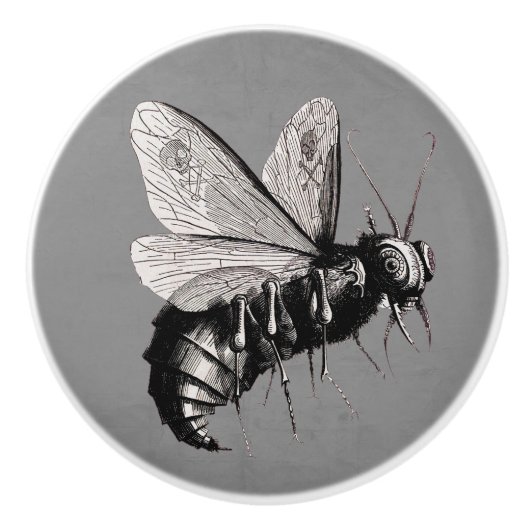 Creepy Gothic Bee Skull Wings Insect Keramische Knop (Voorkant)