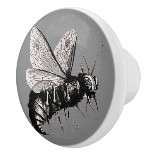 Creepy Gothic Bee Skull Wings Insect Keramische Knop (Rechts)