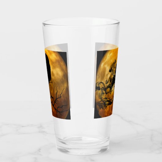 Creepy Gothic Black Raven en Moon Halloween Glas (Rechts)