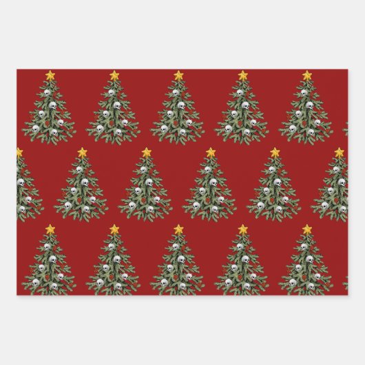 Creepy Gothic Christmas Skull Wrapping Papier Inpakpapier Vel (Voorkant 3)