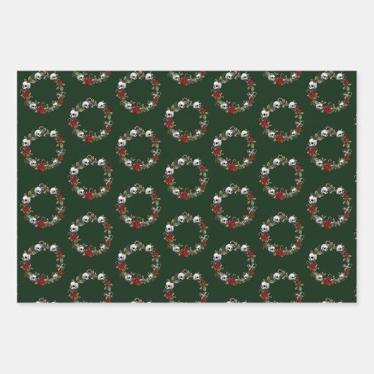 Creepy Gothic Christmas Skull Wrapping Papier Inpakpapier Vel (Voorkant 2)