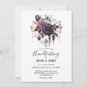 Creepy Gothic Floral Spiderweb Handfasting Kaart (Voorkant)
